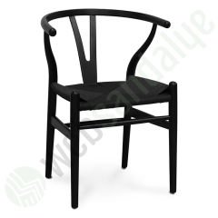 Truva Hasırlı Ahşap Sandalye Siyah