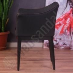 Alem Siyah Döşemeli Kafe Sandalyesi Siyah
