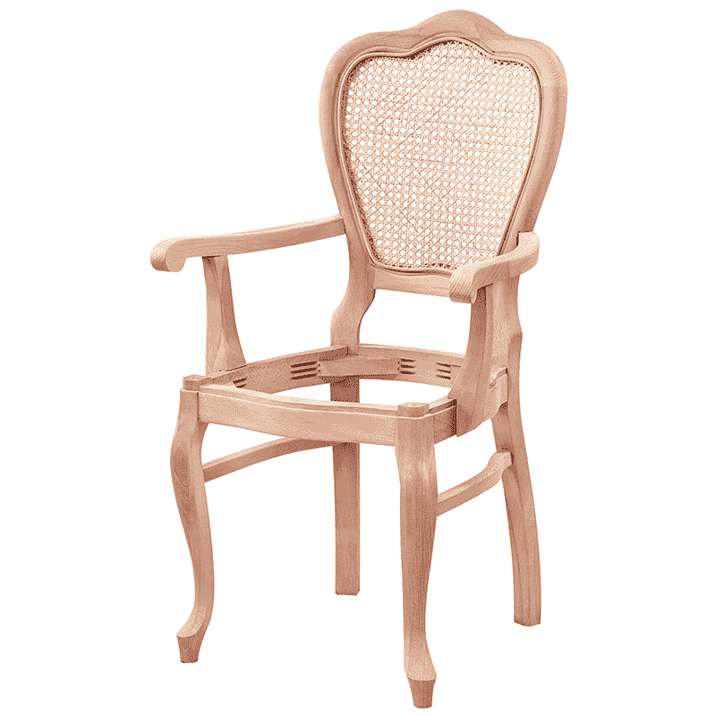 Tilburg Klasik Hasırlı Kollu Ham Ahşap Sandalye