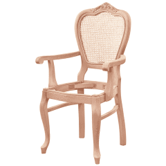 Tilburg Klasik Hasırlı Oymalı Kollu Ahşap Sandalye