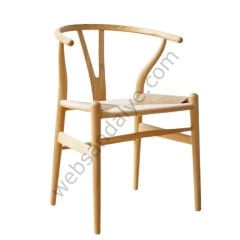 Truva Hasırlı Ahşap Sandalye Natural Krem