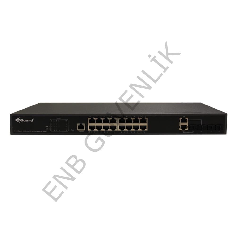 VGuard VG-SW2016PM-250 16 Port Poe 2 Port Uplink SFP Yönetilebilir PoE Switch