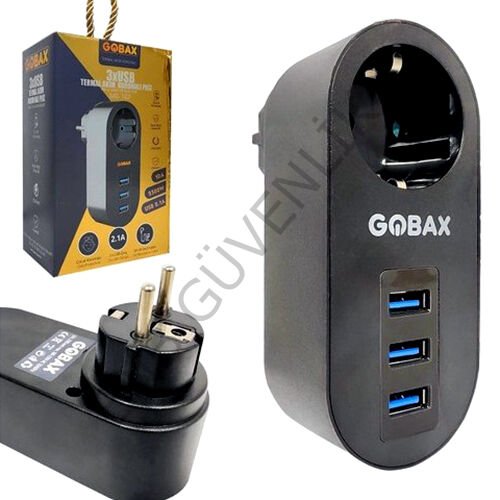 Gobax MG-102 3 USB'li Tekli Termal Akım Korumalı Priz