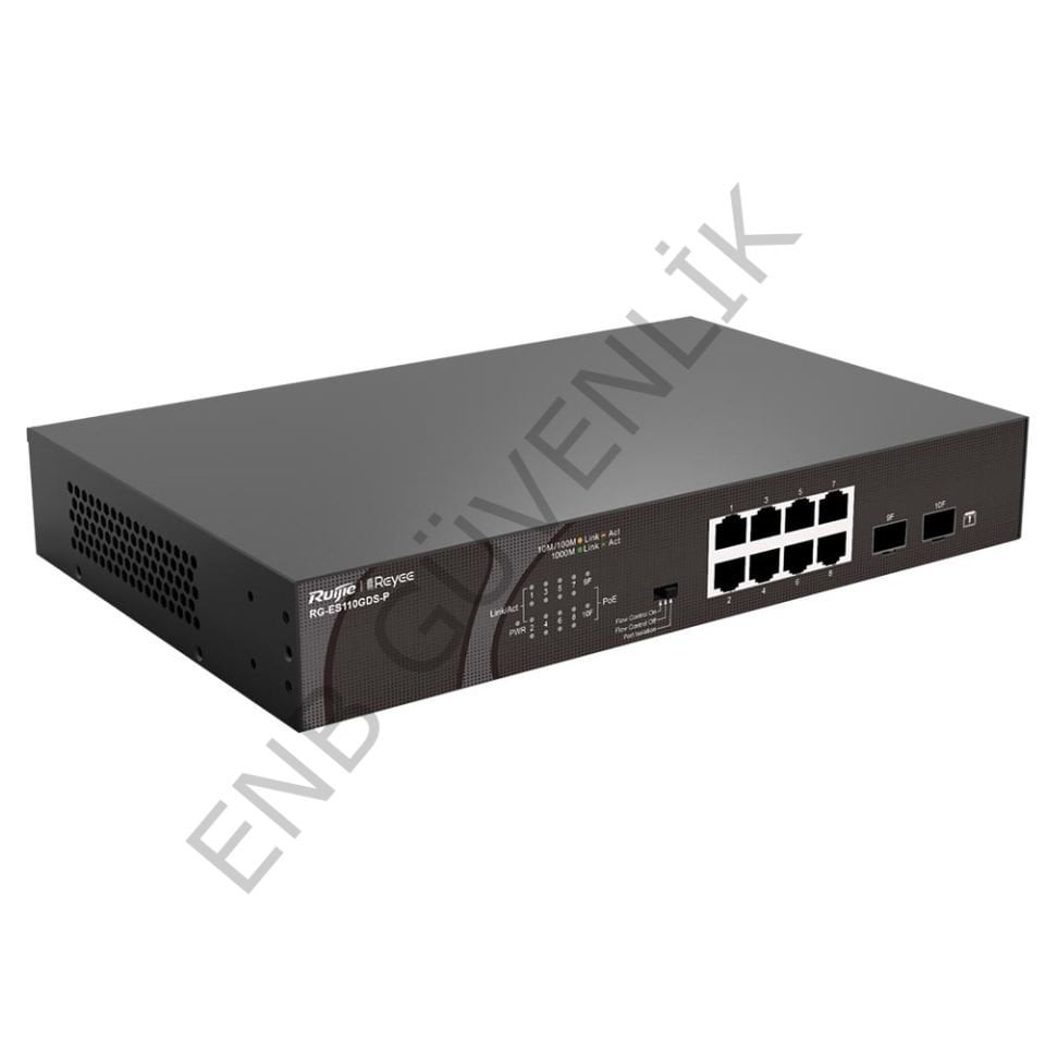 RUIJIE RG-ES110GDS-P, 10 bağlantı noktalı 10/100/1000Mbps Yönetilmeyen PoE Anahtarı