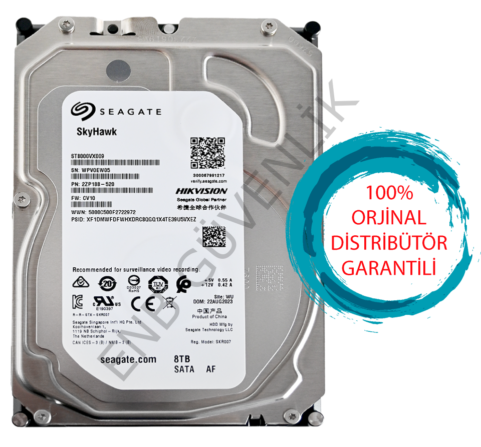 Seagate SkyHawk ST8000VX009 SATA 3.0 5400 RPM 3.5'' 8 TB Harddisk