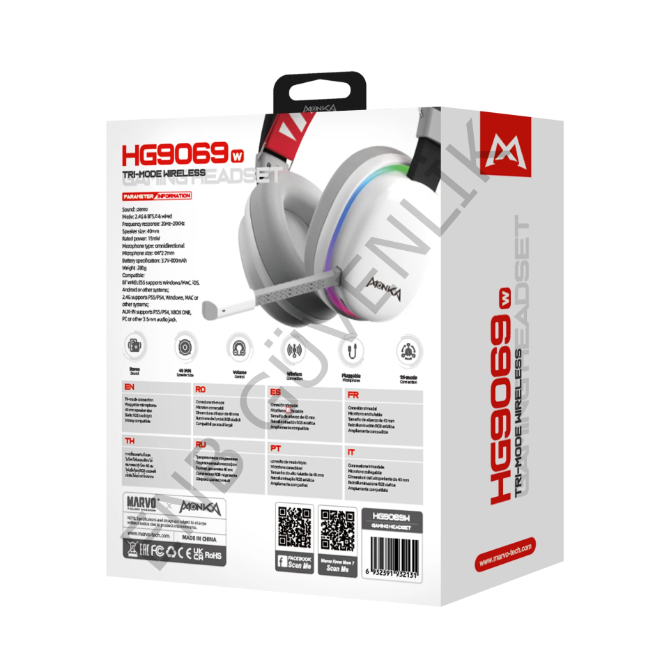 MARVO Monka Echo HG9069W Kablosuz Stereo Oyun Kulaklığı
