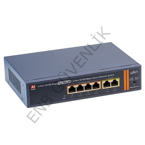 upTech SW104FFP-A 4 Port 10/100M PoE+ 2 Port 10/100M  Switch