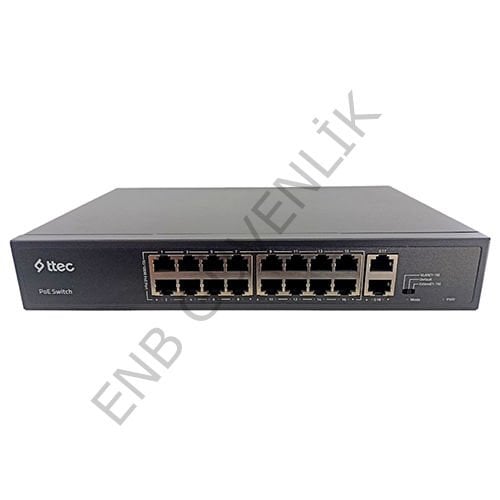 Ttec 18300PG / AC100-240V / 300W / 16 LI POE SWİTCH