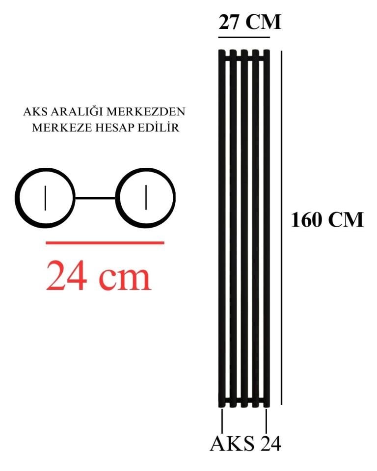 AKASYA 1600 ÇELİK DEKORATİF RADYATÖR+ 2 adet dekoratif px köşe vana