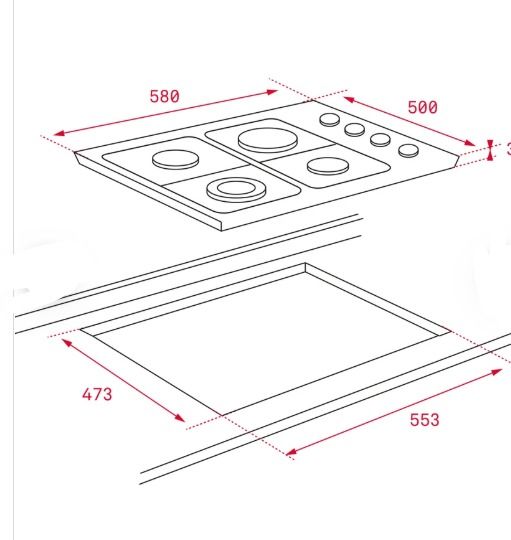 TEKA HLX 60 4G AI AL NAT BK ANKASTRE PASLANMAZ ÇELİK GAZLI OCAK