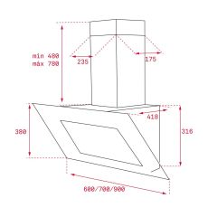 Teka DVT 68660 TBS BK 60 cm Dikey Davlumbaz