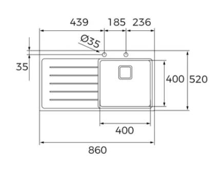 TEKA ZENIT RS15 1B 1D L 86 SOL DAMALIKLI PASLANMAZ ÇELİK
