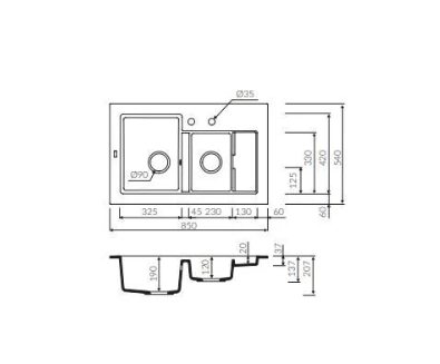TEŞHİR MARMORİN COMBO 850 1,5 K 1.5 GÖZLÜ WHİTE ALABASTER