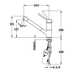 TEKA  AUK 978 SPİRALLİ ÇIKARILABİLİR BAŞLIKLI KROM MUTFAK BATARYASI