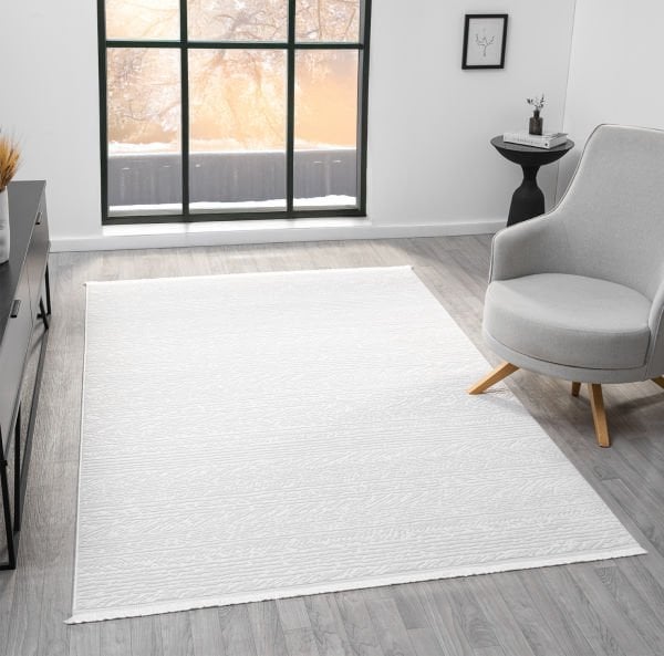 Seyran Vista 5115 Krem Salon Halısı Yolluk Yumuşak Tuşeli Modern Dokuma Makine Halısı