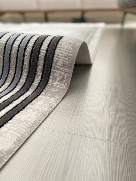 Türkmen Halı Mystik 20405 Gri Çerçeveli Modern Salon Halısı 80x150