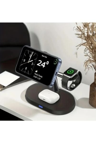 Kablosuz Şarj Aleti apple watch airpods Led Hızlı Şık Şarj Standı İstasyonu İphone Android Hediyelik