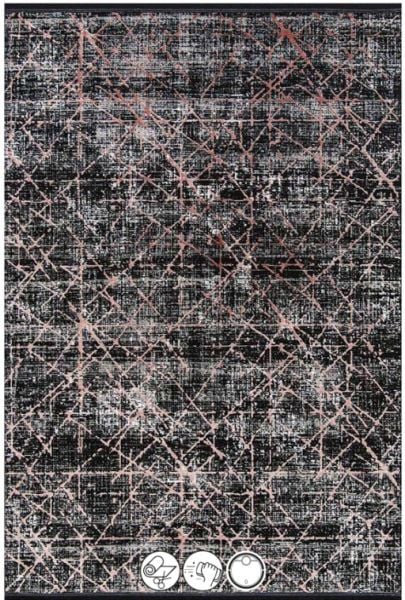 Enti Vitrin 6504 Hav Toz Vermez Siyah Modern Makine Halısı 120x180cm