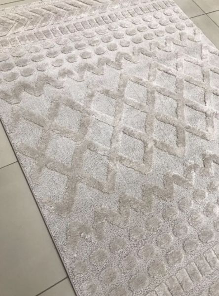 Padişah Glaze Koleksiyonu 68383 070 Bej Kabartmalı Yumuşak Dokuma Modern Salon Halısı