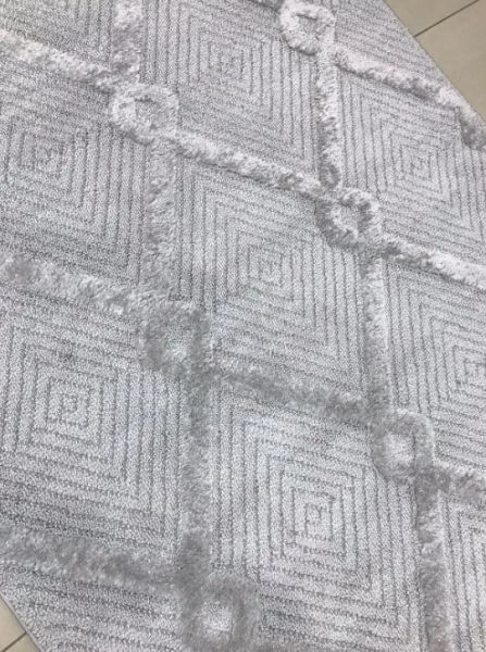 Padişah Glaze Koleksiyonu 68372 095 Gri Kabartmalı Yumuşak Dokuma Modern Salon Halısı
