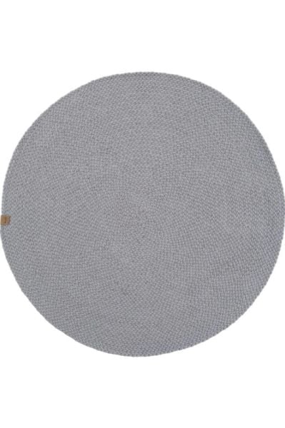 Lunox Gri Hasır Örgü Çift Taraflı Dokuma Yolluk Jüt Kilim Yuvarlak Banyo Paspası