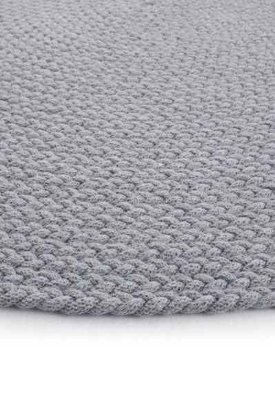 Lunox Gri Hasır Örgü Çift Taraflı Dokuma Yolluk Jüt Kilim Yuvarlak Banyo Paspası