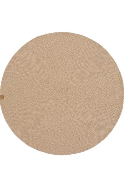 Lunox Bej Hasır Örgü Çift Taraflı Dokuma Yolluk Jüt Kilim Yuvarlak Banyo Paspası