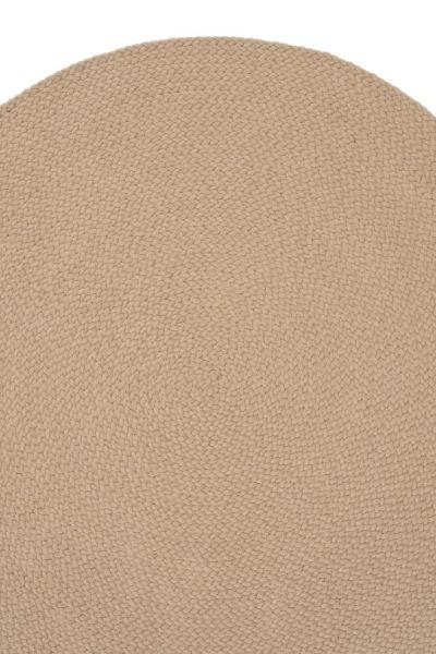 Lunox Bej Hasır Örgü Çift Taraflı Dokuma Yolluk Jüt Kilim Yuvarlak Banyo Paspası