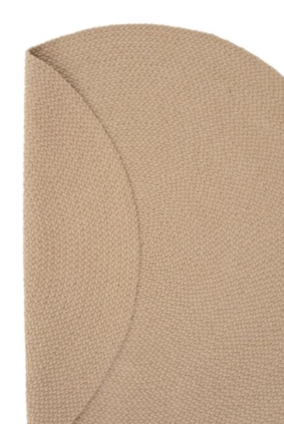 Lunox Bej Hasır Örgü Çift Taraflı Dokuma Yolluk Jüt Kilim Yuvarlak Banyo Paspası