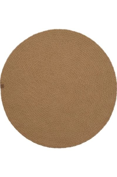 Lunox Kahve Hasır Örgü Çift Taraflı Dokuma Yolluk Jüt Kilim Yuvarlak Banyo Paspası