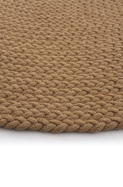 Lunox Kahve Hasır Örgü Çift Taraflı Dokuma Yolluk Jüt Kilim Yuvarlak Banyo Paspası