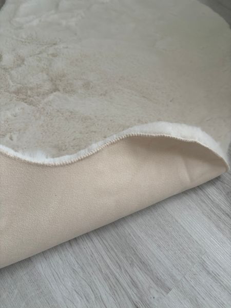 %100 İthal Tavşan Tüyü Post Peluş Krem Halı 75x90cm