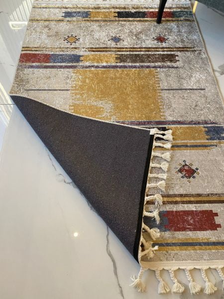 Halımax Dara Kaymaz Tabanlı Örgü Saçaklı Multi Modern Halı 201 160x230