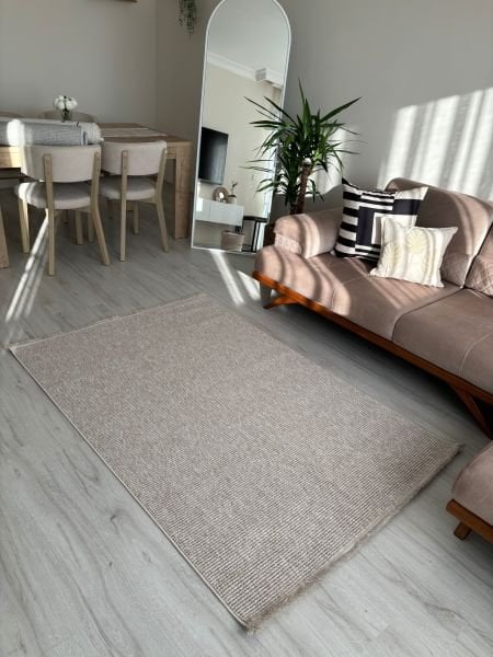 Seyran Halı Ribera Bej Yumuşak Dokulu Bukle Halı Kilim Salon Mutfak Koridor Yolluk Dokuma Makine Halısı