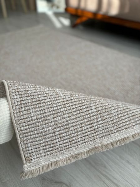 Seyran Halı Ribera Bej Yumuşak Dokulu Bukle Halı Kilim Salon Mutfak Koridor Yolluk Dokuma Makine Halısı