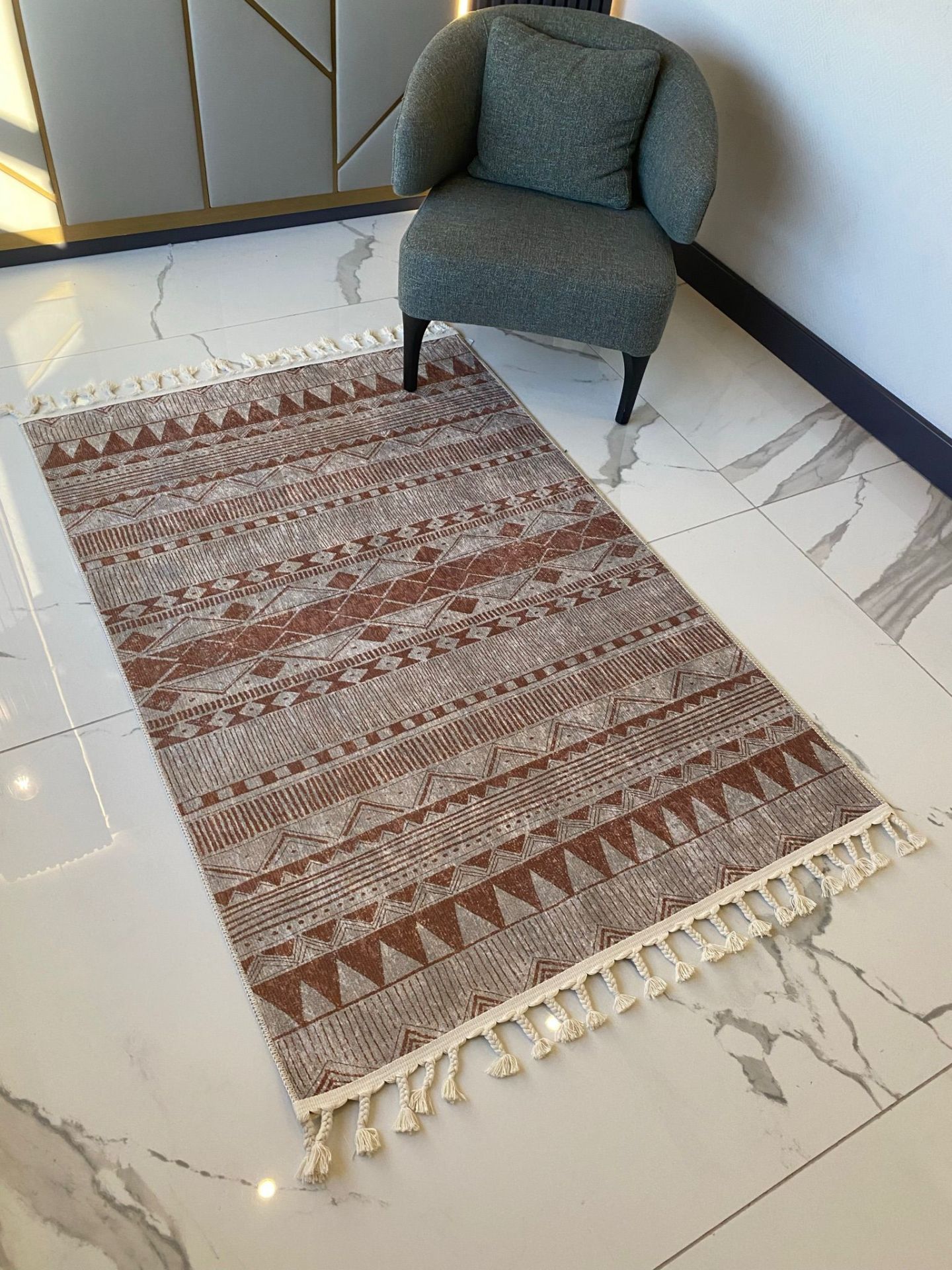 Halımax Dara Kaymaz Tabanlı Örgü Saçaklı Multi Modern Halı 199 120x200