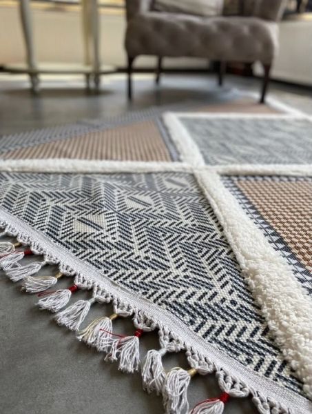 Halımax Just 07 Kabartmalı Yeni Nesil Yıkanabilir Püsküllü Dokuma Kilim