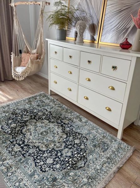 Drom Kaymaz Tabanlı Yıkanabilir Vintage Etnik Desenli Otantik Pamuk Salon Koridor Mutfak Halısı