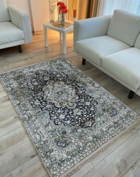 Drom Kaymaz Tabanlı Yıkanabilir Vintage Etnik Desenli Otantik Pamuk Salon Koridor Mutfak Halısı