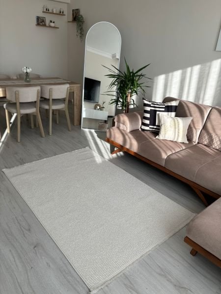 Seyran Halı Ribera Krem Yumuşak Dokulu Bukle Halı Kilim Salon Mutfak Koridor Yolluk Dokuma Makine Halısı