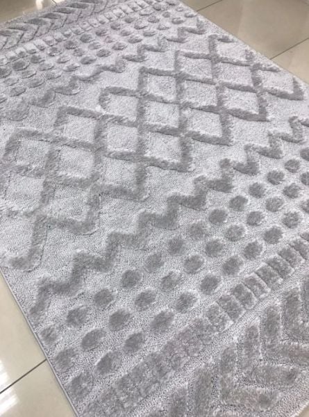 Padişah Glaze Koleksiyonu 68383 095 Gri Kabartmalı Yumuşak Dokuma Modern Salon Halısı