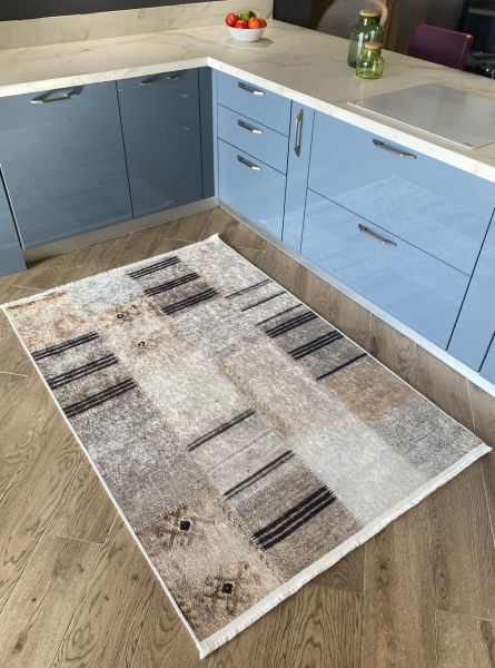 Halımax Dara 44 Yıkanabilir Kaymaz Dokuma Tabanlı Patchwork Desenli Modern Halı