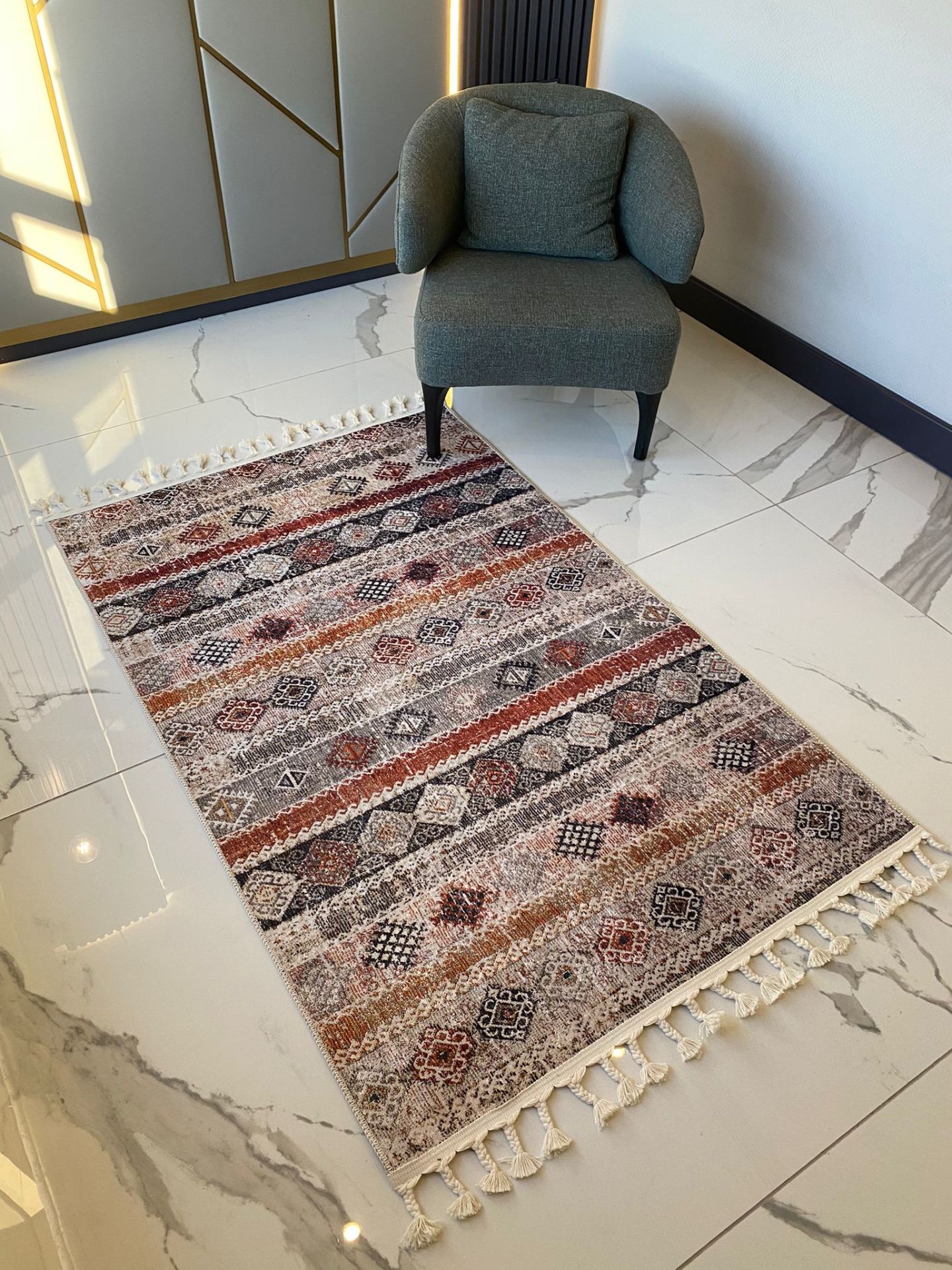 Halımax Dara Kaymaz Taban Örgü Saçaklı Multi Modern Halı 204 100x300