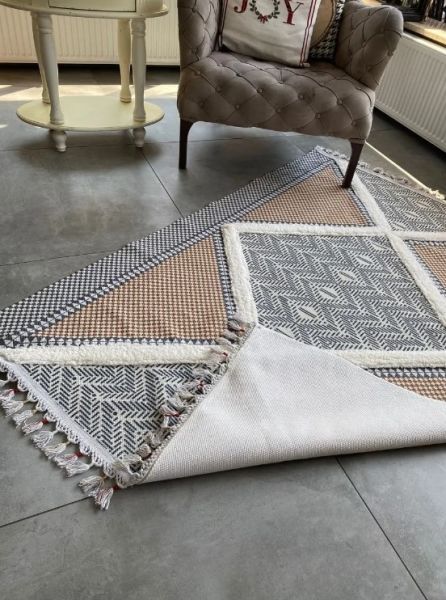 Halımax Just 07 Kabartmalı Yeni Nesil Yıkanabilir Püsküllü Dokuma Kilim 120x180