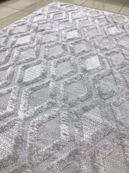 Padişah Glaze Koleksiyonu 68368 095 Gri Kabartmalı Yumuşak Dokuma Modern Salon Halısı