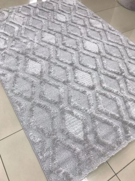 Padişah Glaze Koleksiyonu 68368 095 Gri Kabartmalı Yumuşak Dokuma Modern Salon Halısı