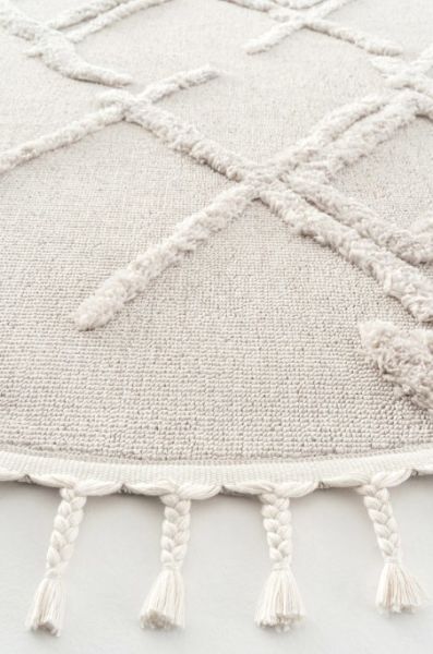 Eko Halı Terazzo 03 White Hav Toz Vermez Yuvarlak Kabartmalı Yumuşak ve Parlak Tuşeli İskandinav Halı