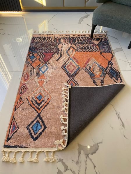 Halımax Dara Kaymaz Tabanlı Örgü Saçaklı Multi Modern Halı 200 120x200
