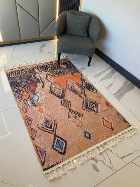 Halımax Dara Kaymaz Tabanlı Örgü Saçaklı Multi Modern Halı 200 120x200