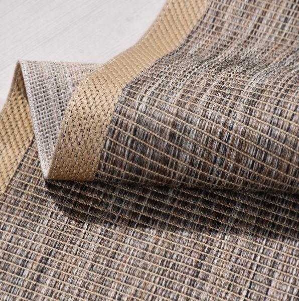 Crea Halı Andora AS03 Bej Kahve Bordürlü Sisal Halı Hasır Doku Çerçeveli Halı My Crea Home